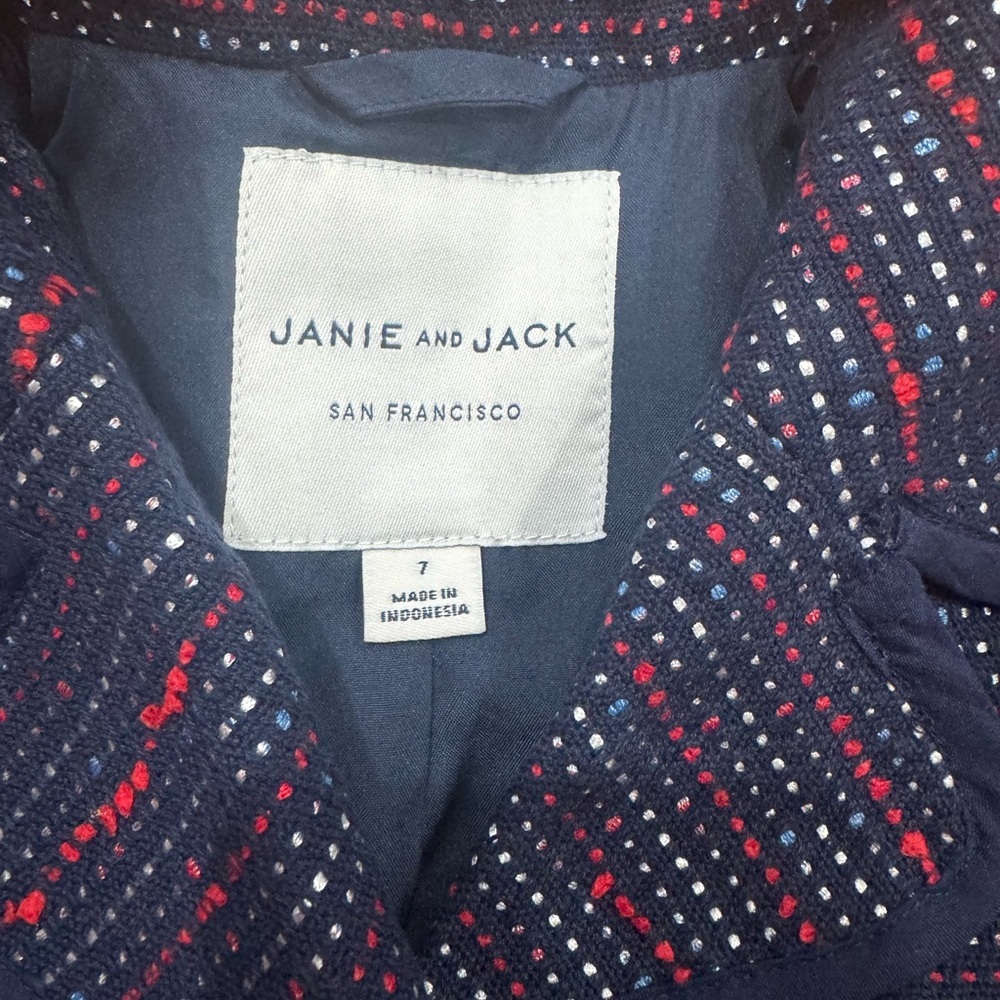 Janie and Jack Striped Navy Pea Coat - Picture 2 of 4